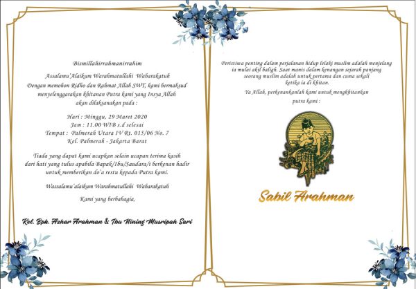 Surat Undangan Khitanan Anak Simple Pakai Foto