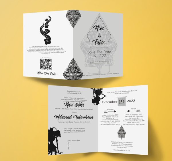 Undangan Pernikahan Aesthetic Motif Gunungan Wayang Jawa